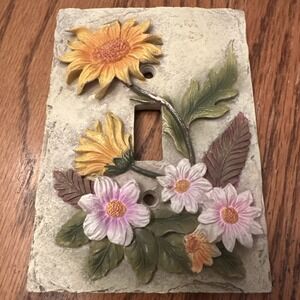 3D Floral Light Switch Plate Cover Sunflower Daisies Vintage